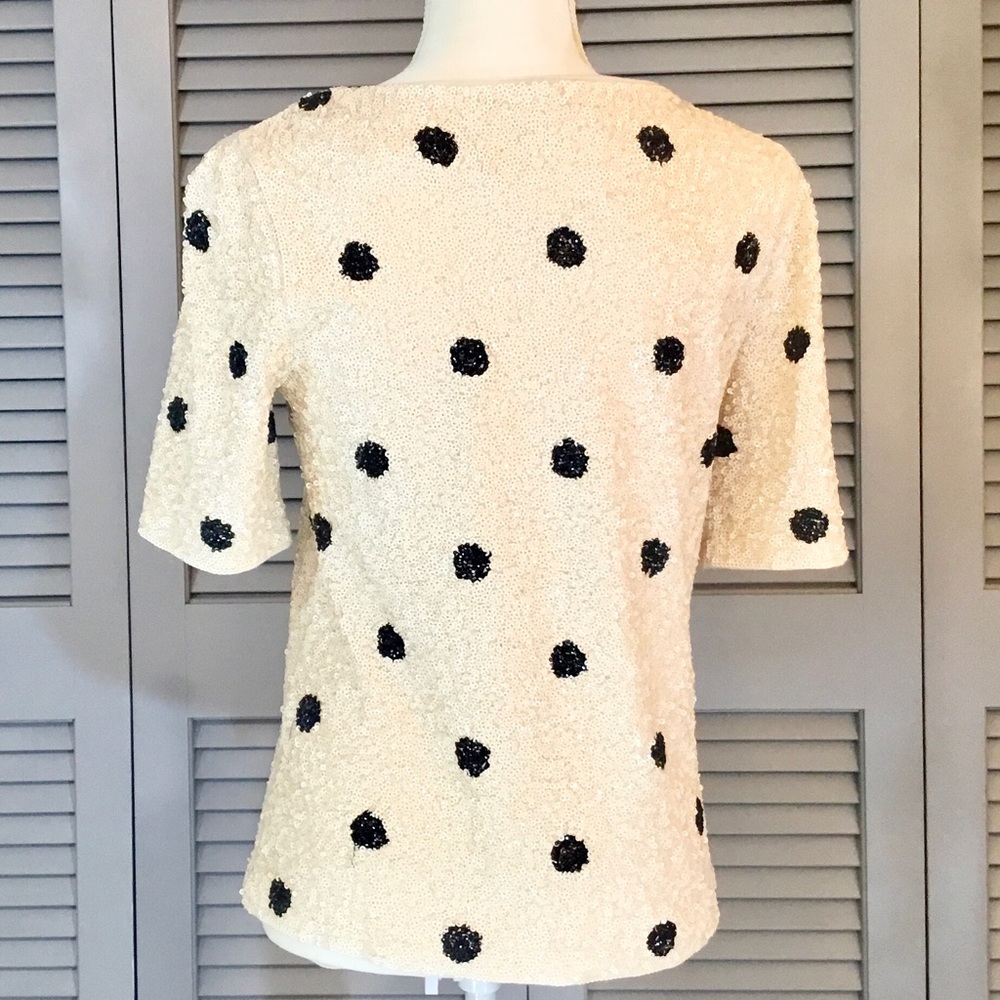 J. Crew Sequin Ivory and Black Polka Dot Top - Picture 13 of 16